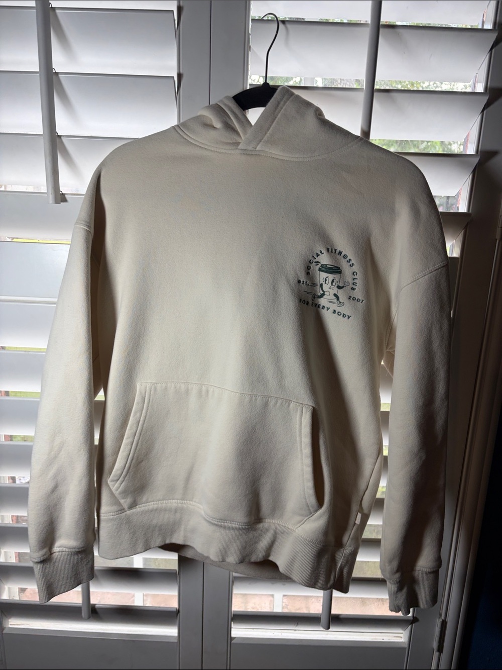 Cotton On Cream Pullover Hoodie with Small Chest Graphic
